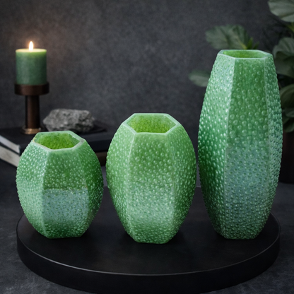 Green Geometric Vases - Set Of 3