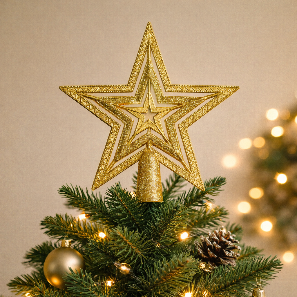 Hard plastic Christmas tree star medium size