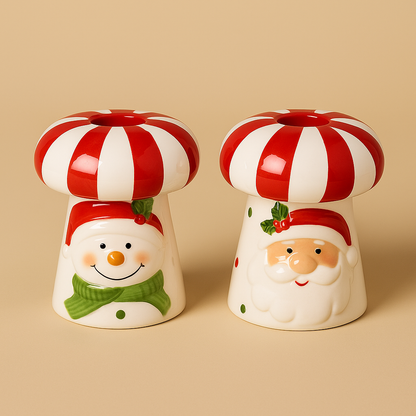 Christmas Ceramic Candle Holder - set of 2