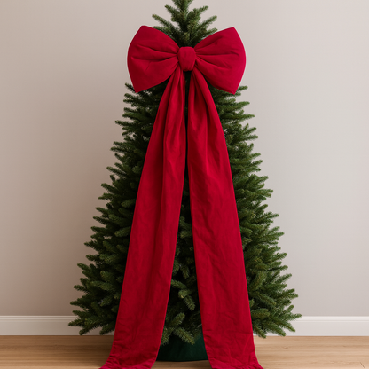 Velvet Crepe Christmas Tree Bow – Elegant Festive Touch 120cm