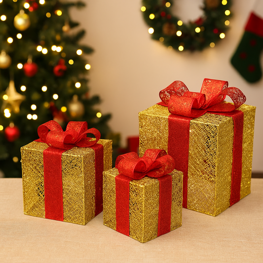 Golden Gift Box Trio -set of 3 Without light