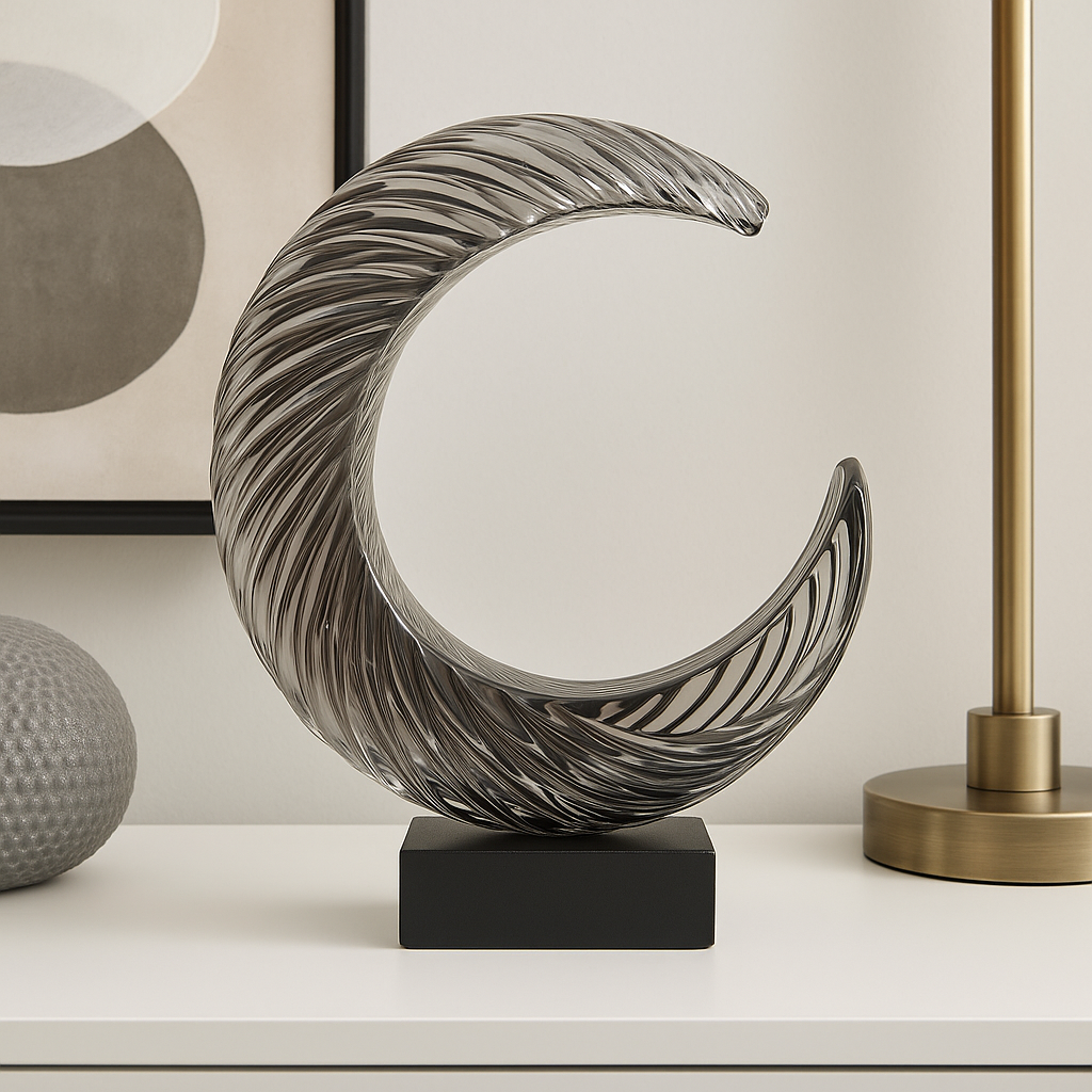 Modern Abstract Decorative Sculpture – Marble Base Accent