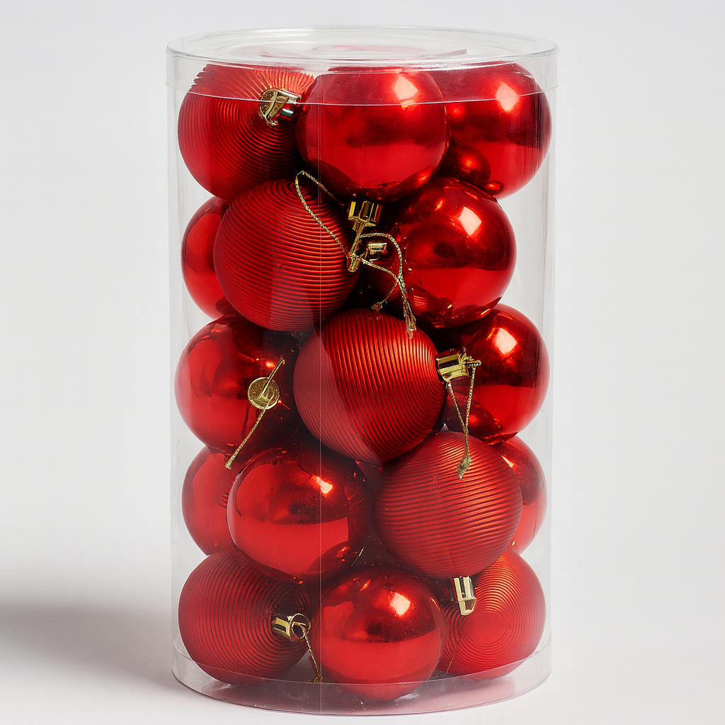 Christmas Tree Baubles Set 24 Pieces – Mixed Finish