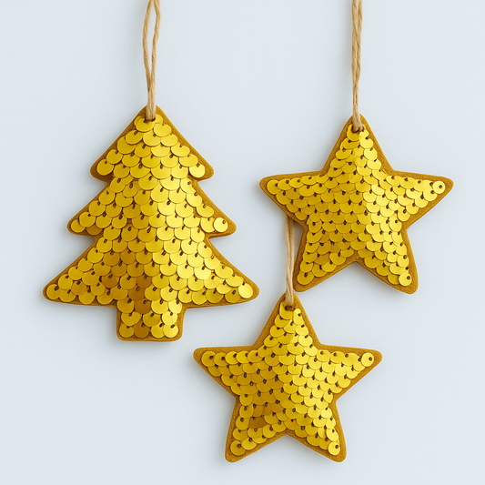 Christmas Hanging Ornaments – 4 Packs (2 Star Packs + 2 Tree Packs) Each pack includes 2 pieces