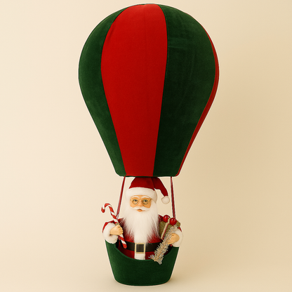 Santa Figurine in Decorative Hot Air Balloon