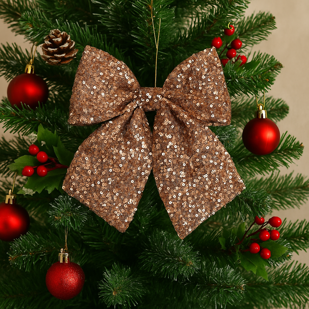 Sparkling Sequin Christmas Bow-pack of 2