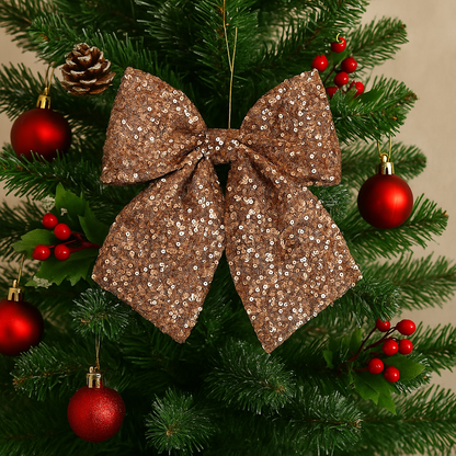 Sparkling Sequin Christmas Bow-pack of 2