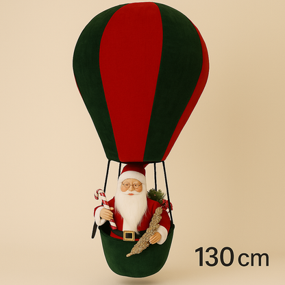 Santa Figurine in Decorative Hot Air Balloon