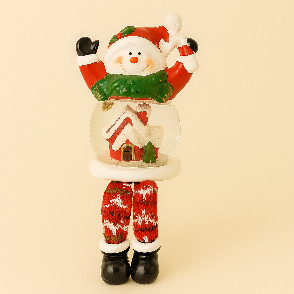 Snowman Figurine with Decorative Snow Globe
