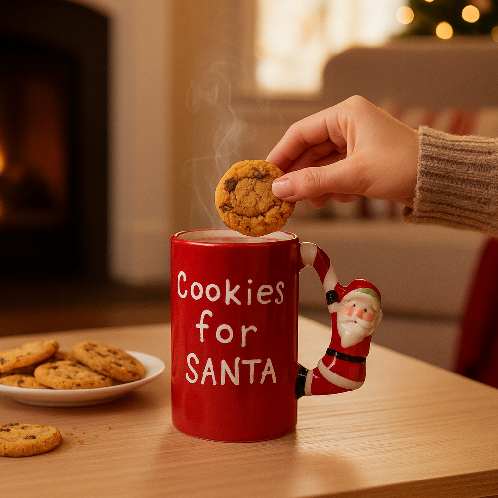 Cookies for Santa” Christmas Mug with 3D Santa Handle