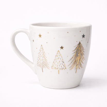 White Christmas Mug with Elegant Gold Details set of 2