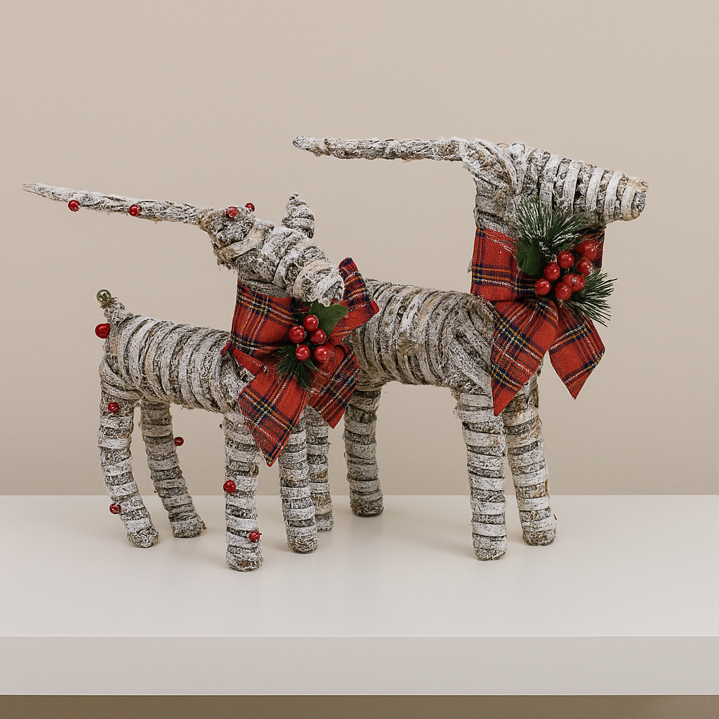 Elegant Frosted Reindeer Christmas Décor-set of 2