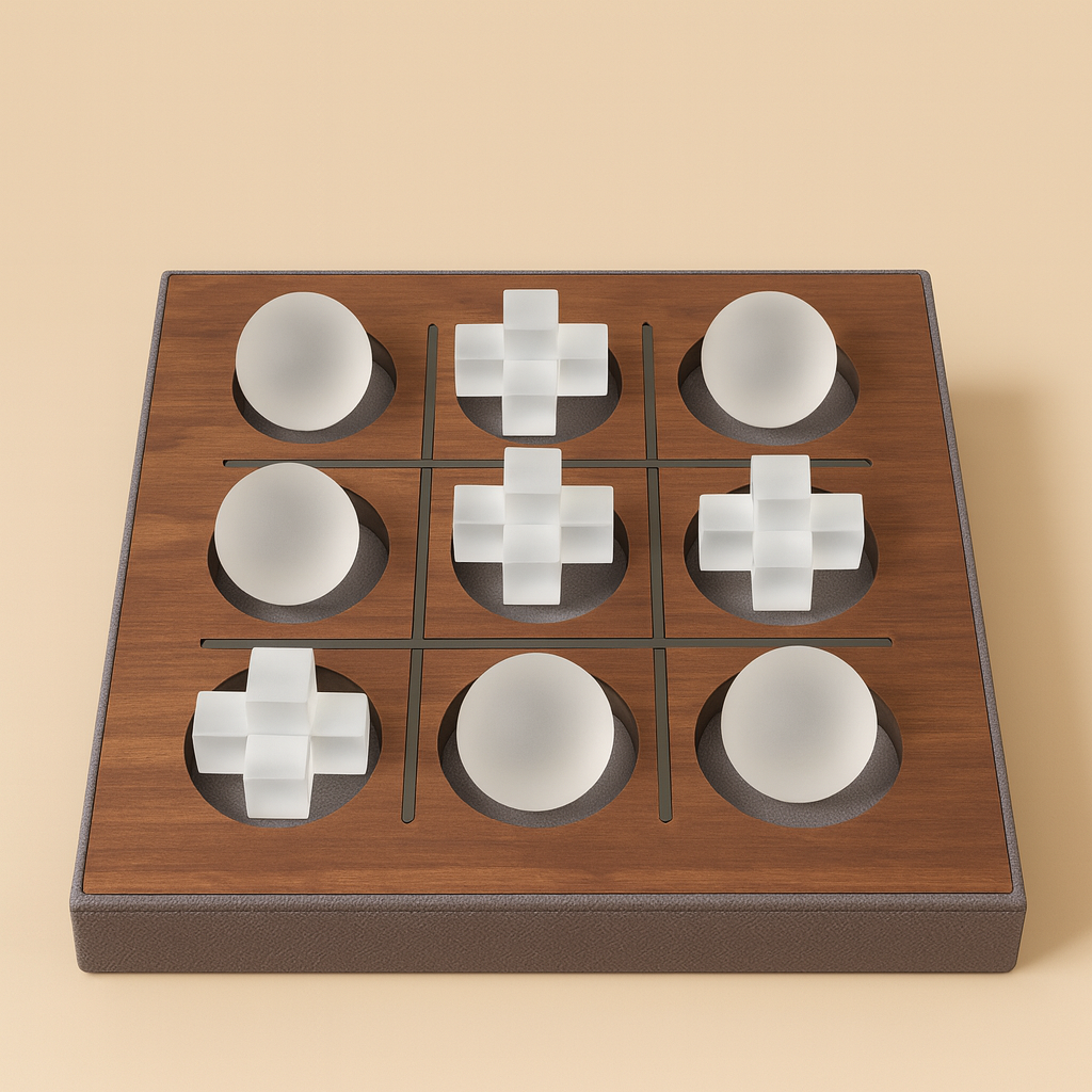 Crystal with Leather Tic-Tac-Toe Set