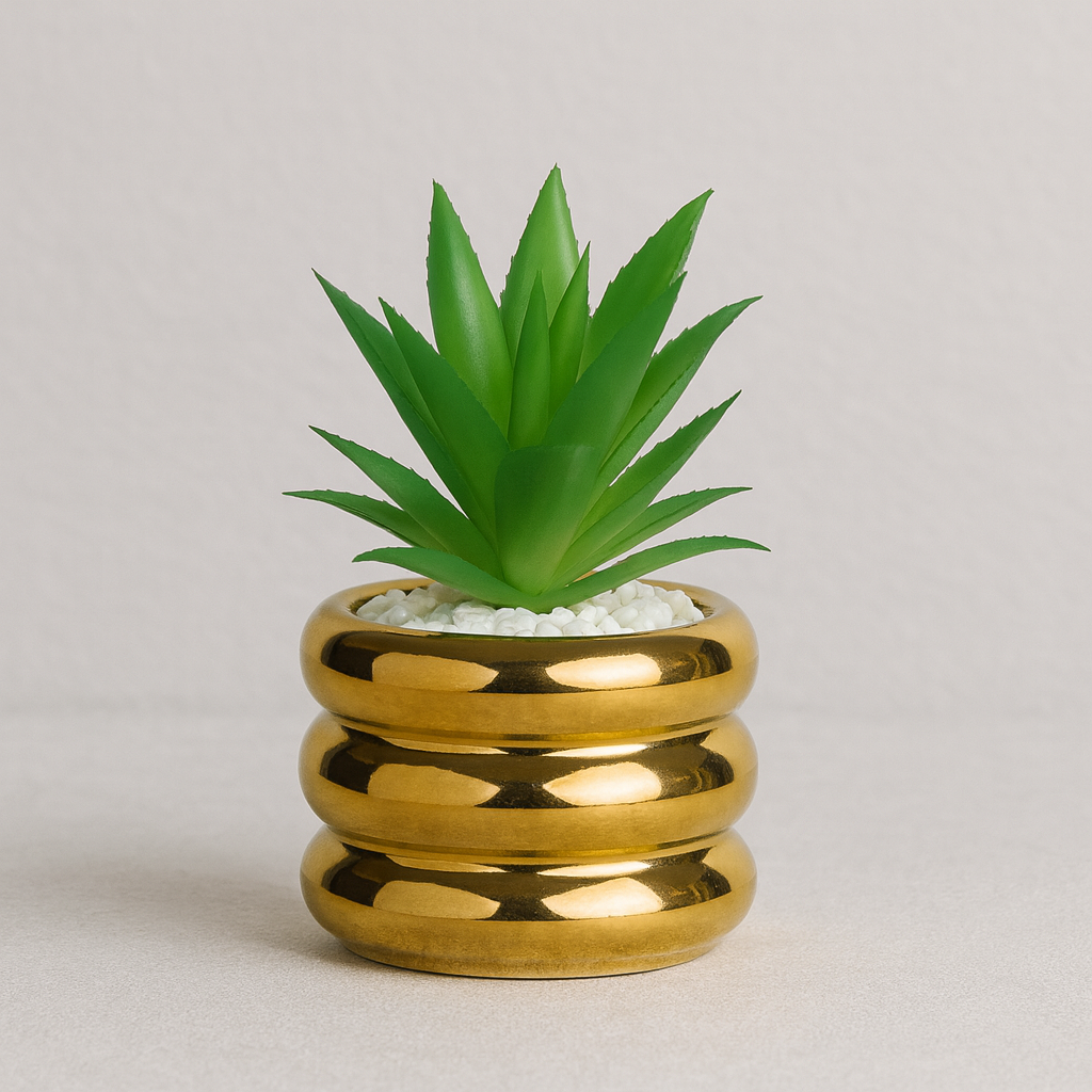 Artificial Decorative Plant in a Modern Round Pot - PACK OF 3