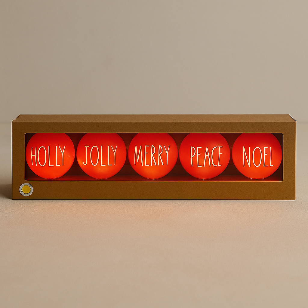 Festive LED Christmas Ornament Balls set of 5