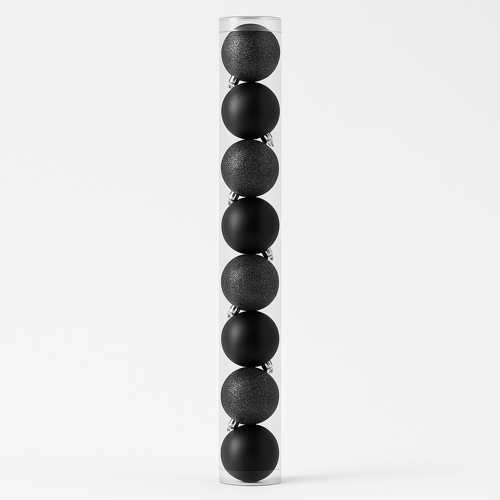 Black Christmas Balls – Set of 12