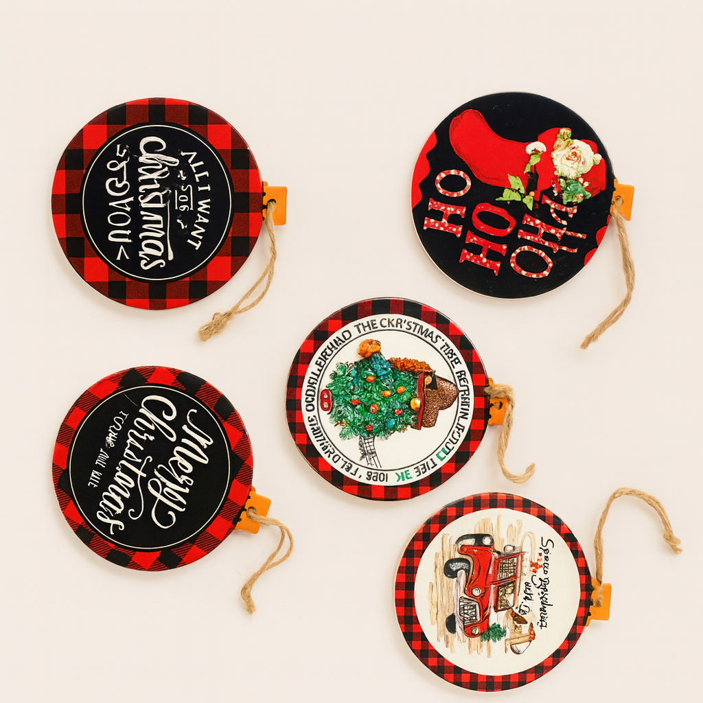 Christmas Ceramic Hanging Ornaments - set of 5