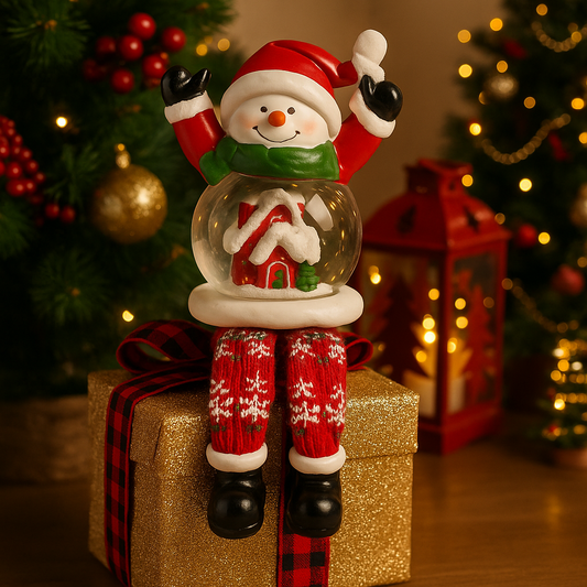 Snowman Figurine with Decorative Snow Globe