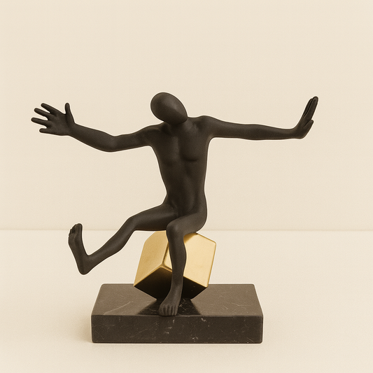 Modern Abstract Decorative Statue With Marble Base