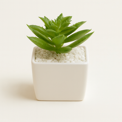 Artificial Aloe Succulent Plant in Elegant White Pot - pack of 3 (5cm)