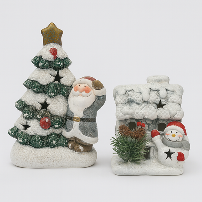Christmas LED Resin Figurines - set of 2