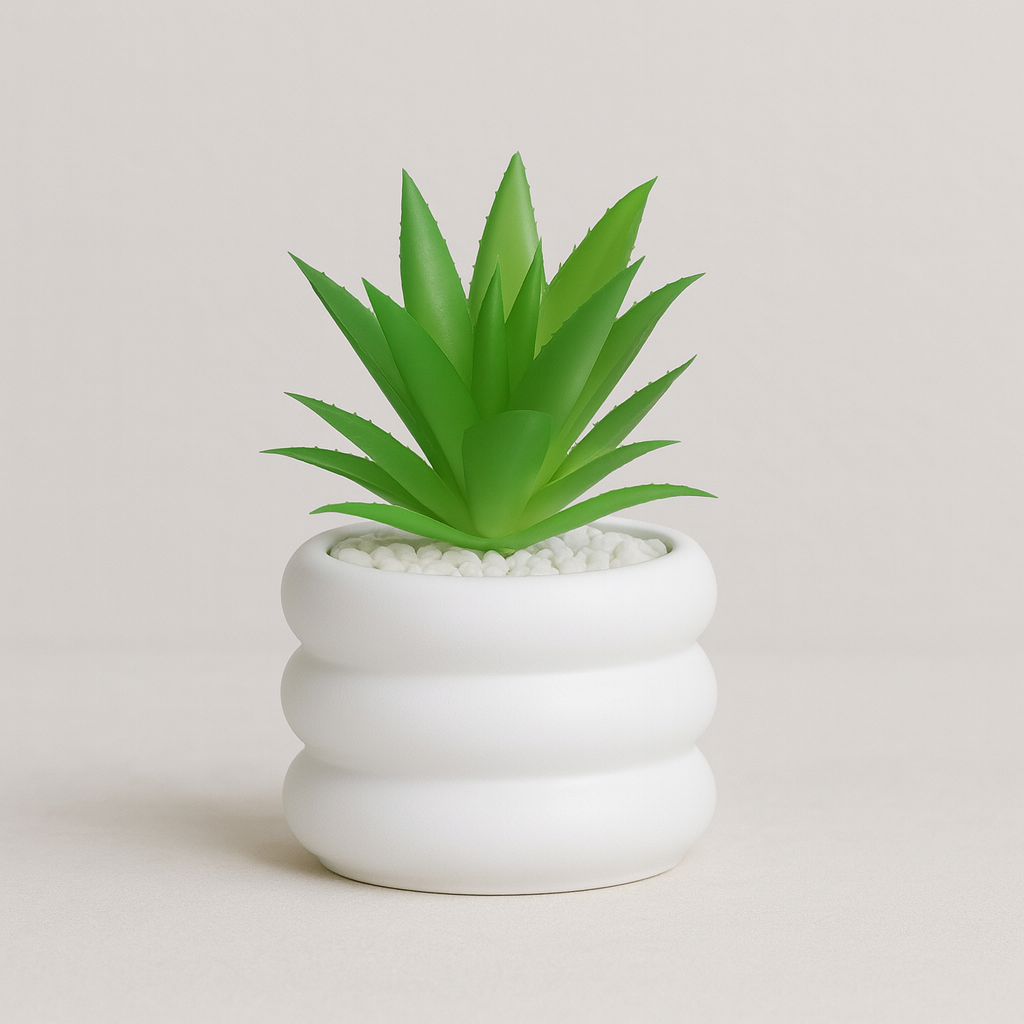 Artificial Decorative Plant in a Modern Round Pot - PACK OF 3