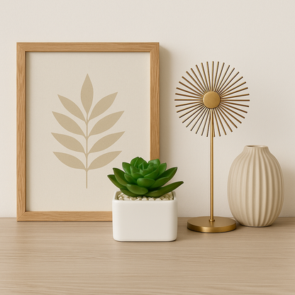 Artificial Rosette Succulent Plant in Modern White Pot - pack of 3 (5cm)