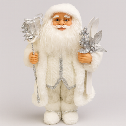 White Santa Claus Figurine – Elegant Christmas Decor