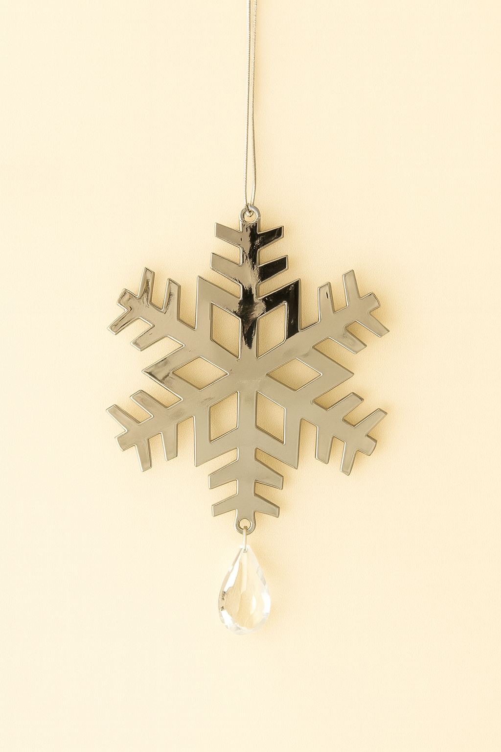 Snowflake Christmas Ornament with Crystal Drop - pack of 2
